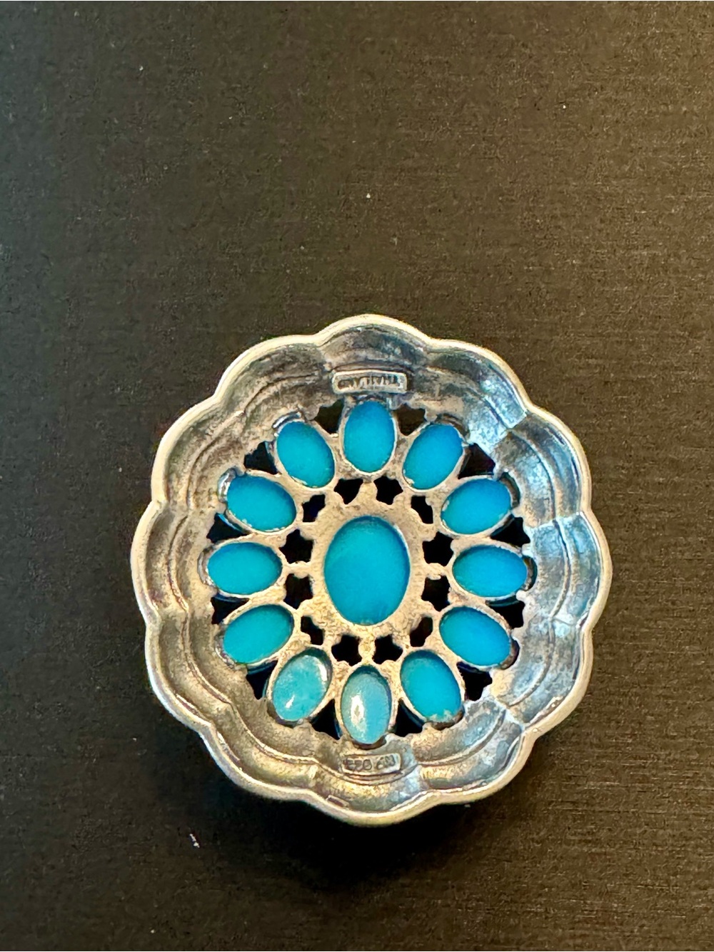 Gorgeous Sleeping Beauty Turquoise Silver Pendant n Earring Suite - Picture 6 of 15